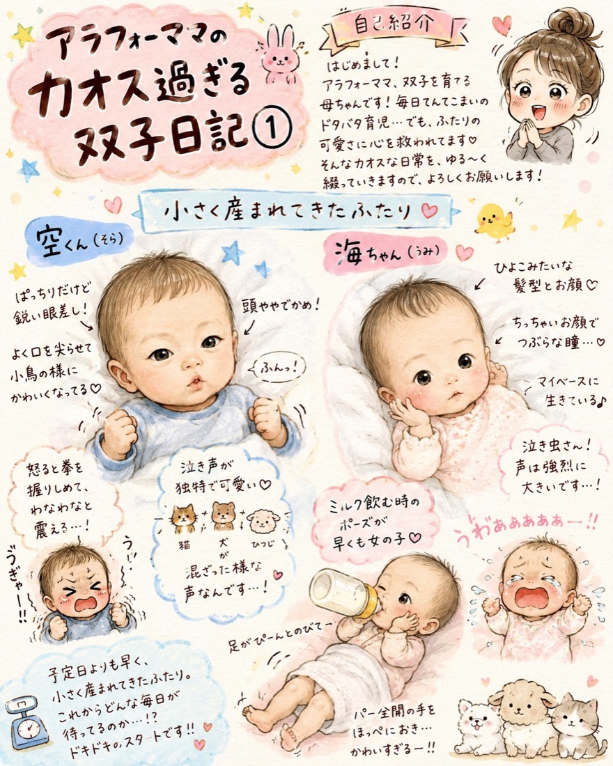 空くんと海ちゃんの紹介イラスト